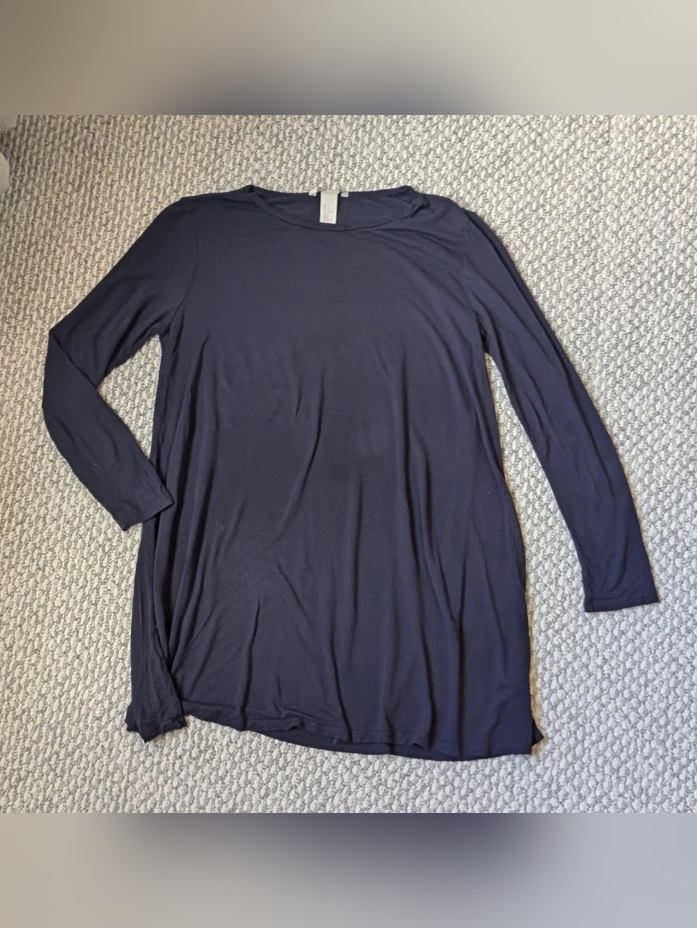 H&M BASIC Women's Long Sleeve Navy Tunic Top, Medium